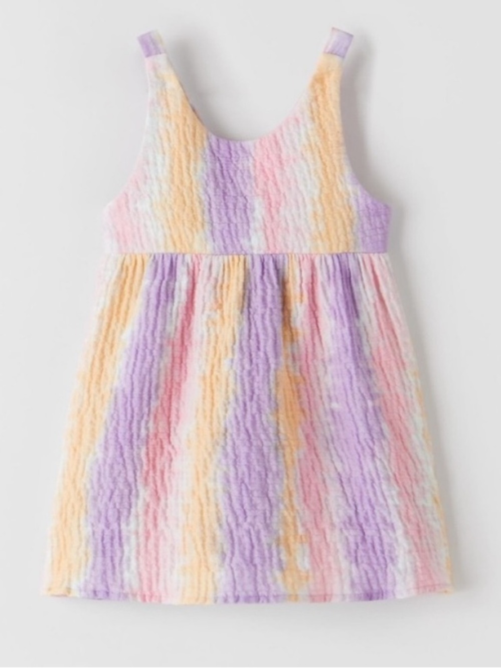 Zara Pastel Pink Purple Peach Striped Textured Dress tie dye